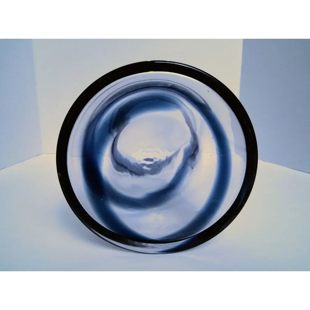 Anne Nilsson Blue Swirl Diabolo Art Glass Vase - 12